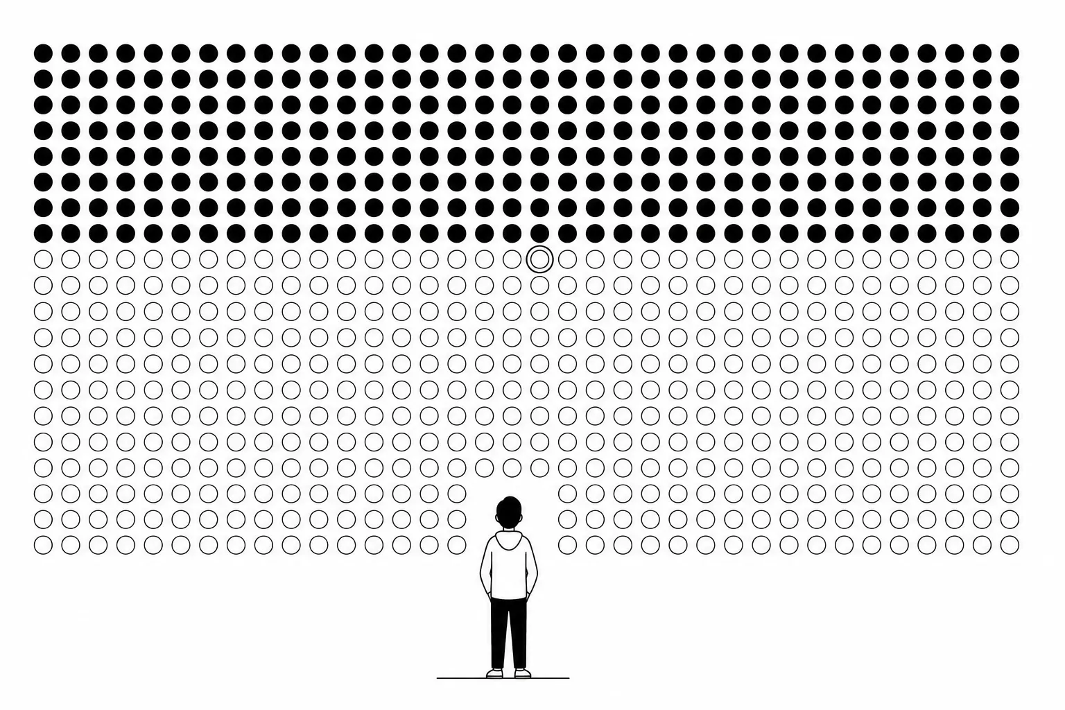 Minimal black illustration of a life calendar dot grid