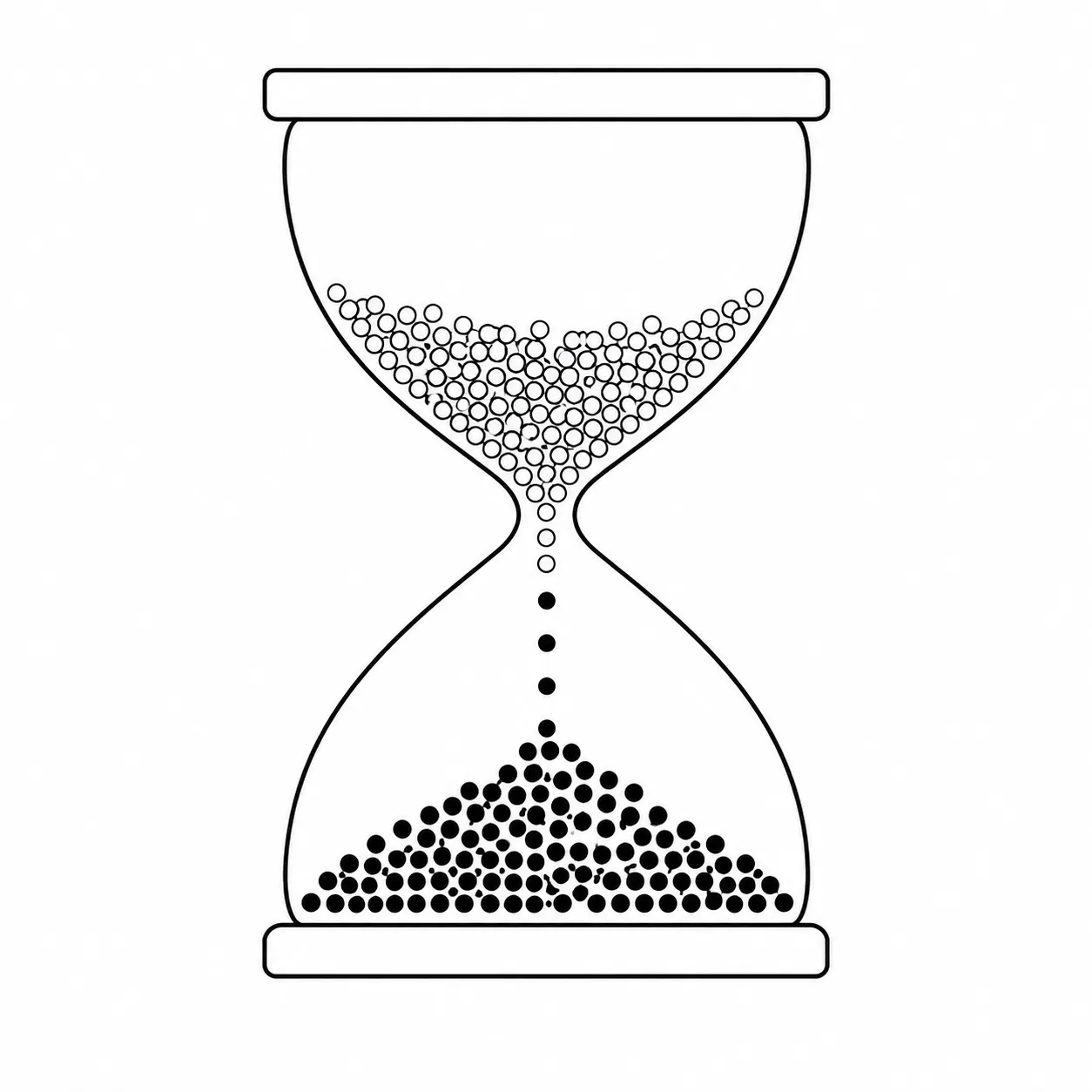 An hourglass made of week circles, minimal black line art
