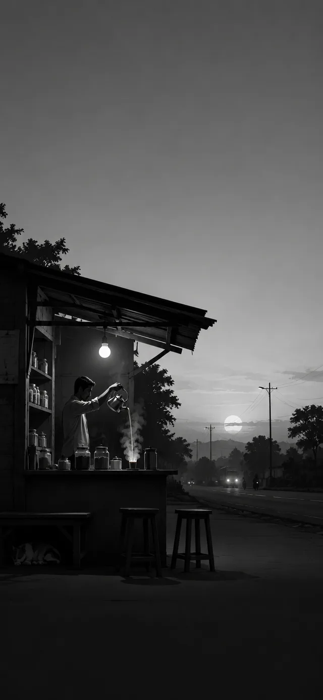 The Chai Stall — black and white phone wallpaper