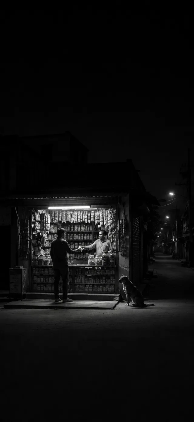 The Late Shop — black and white phone wallpaper