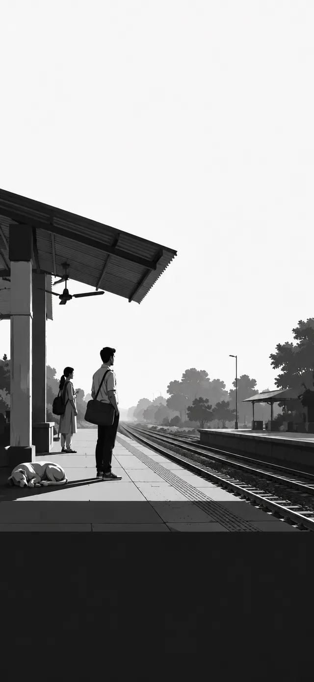 The Morning Train — black and white phone wallpaper