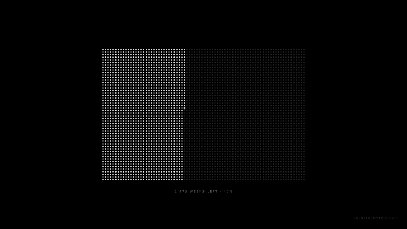 Life in weeks wallpaper, OLED black theme — minimal dot grid